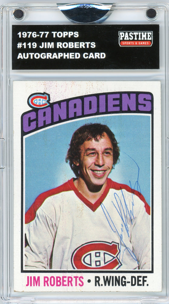 Jim Roberts #119 1976/77 Topps Hockey Autographed Card Encased in Magpro