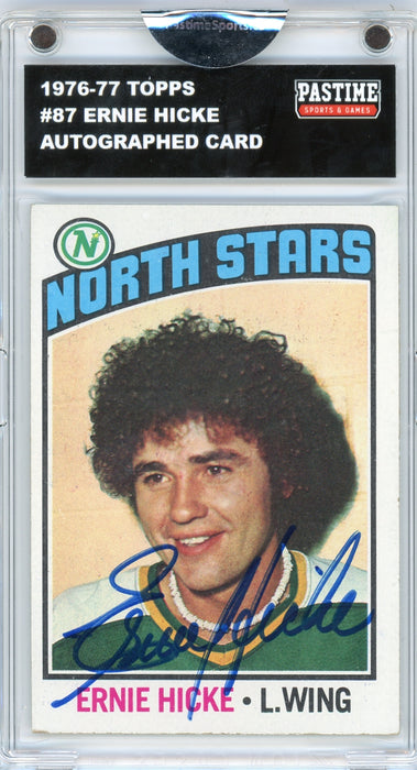 Ernie Hicke #87 1976/77 Topps Hockey Autographed Card Encased in Magpro