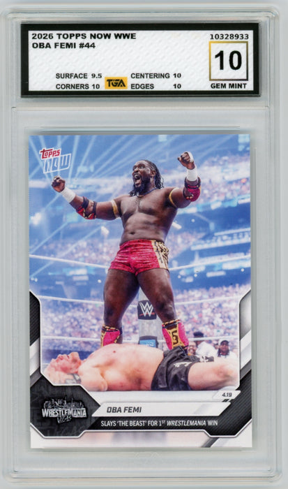 Oba Femi #44 2026 Topps Now WWE Graded TGA 10 Gem Mint