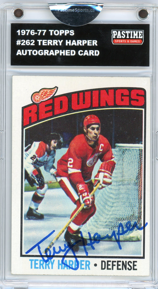 Terry Harper #262 1976/77 Topps Hockey Autographed Card Encased in Magpro