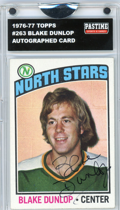 Blake Dunlop #263 1976/77 Topps Hockey Autographed Card Encased in Magpro