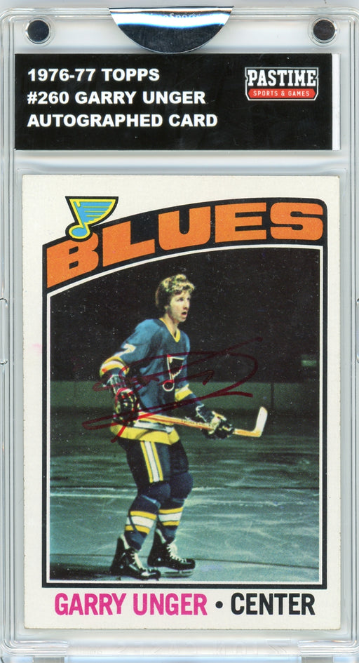 Garry Unger #260 1976/77 Topps Hockey Autographed Card Encased in Magpro