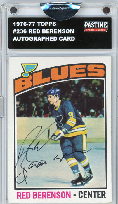 Red Berenson #236 1976/77 Topps Hockey Autographed Card Encased in Magpro