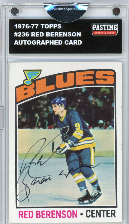 Red Berenson #236 1976/77 Topps Hockey Autographed Card Encased in Magpro