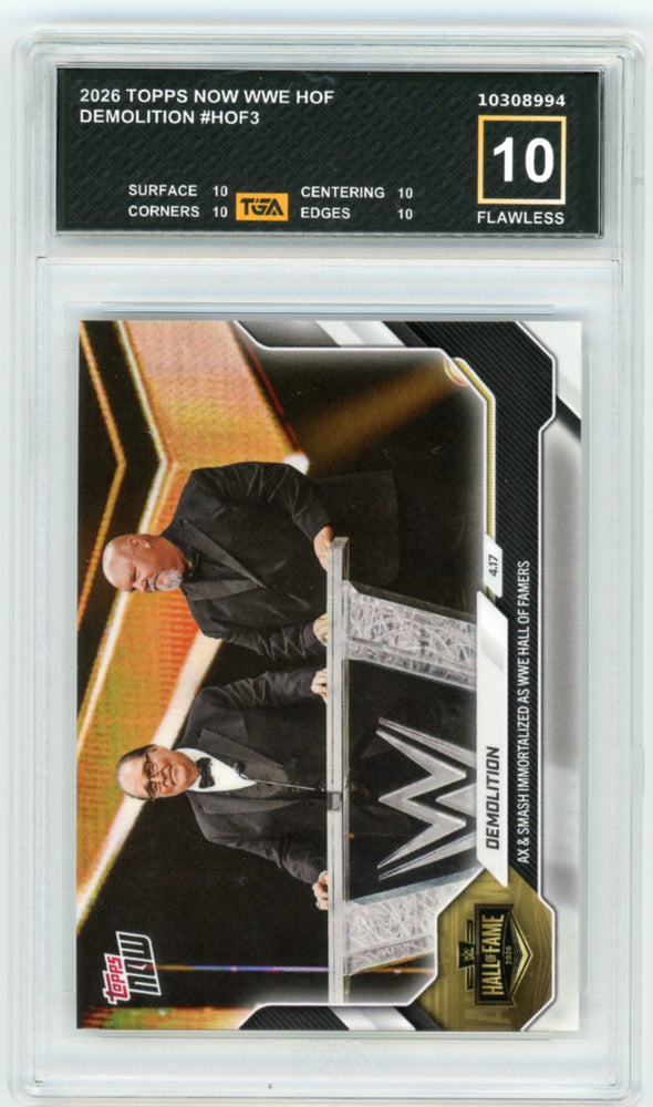 Demolition #HOF3 2026 Topps Now WWE Graded TGA 10 Flawless Black Label