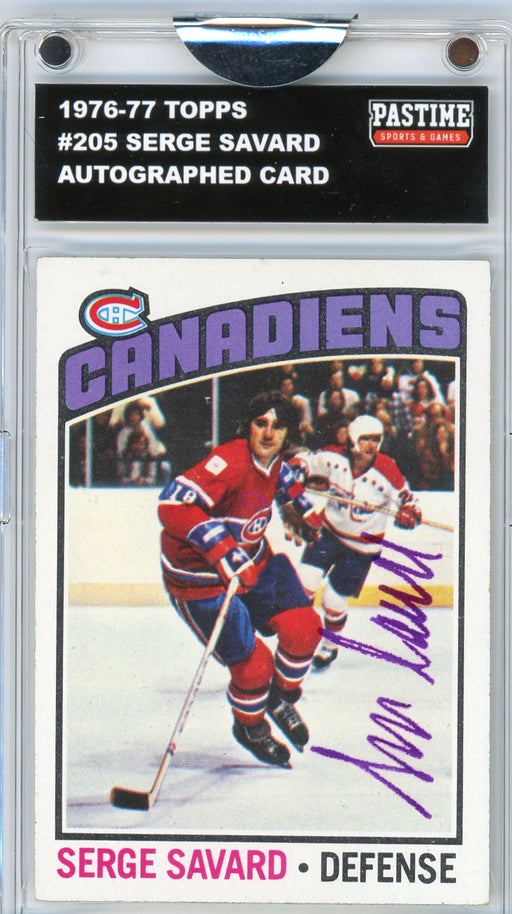 Serge Savard #205 1976/77 Topps Hockey Autographed Card Encased in Magpro