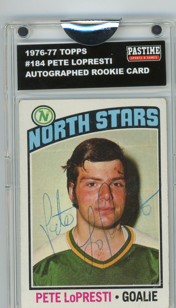 Pete Lopresti #184 1976/77 Topps Hockey Autographed Card Encased in Magpro