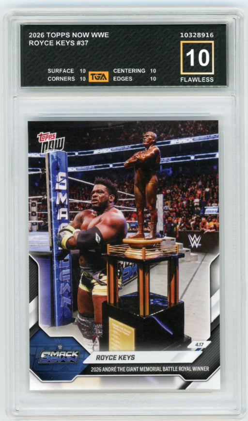 Royce Keys #37 2026 Topps Now WWE Graded TGA 10 Flawless Black Label