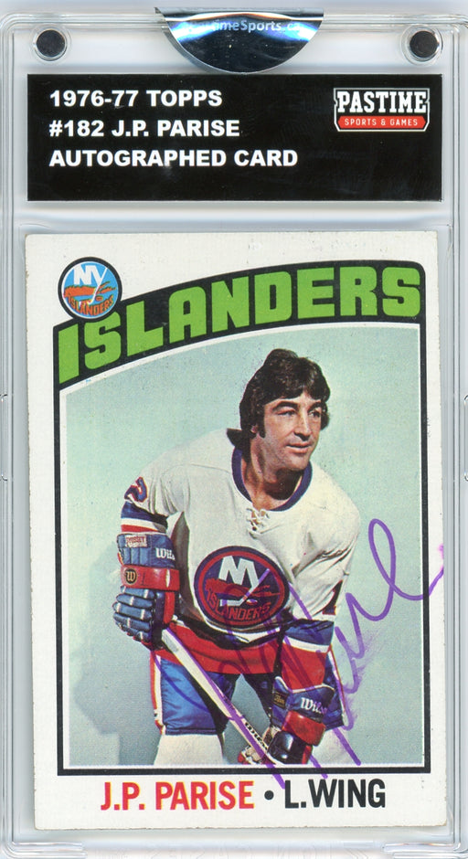 J.P. Parise #182 1976/77 Topps Hockey Autographed Card Encased in Magpro