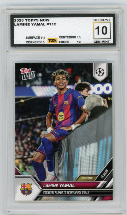Lamine Yamal #112 2026 Topps Now MLS Graded TGA 10 Gem Mint