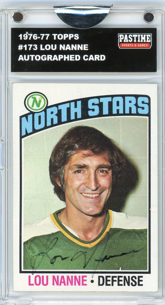 Lou Nanne #173 1976/77 Topps Hockey Autographed Card Encased in Magpro