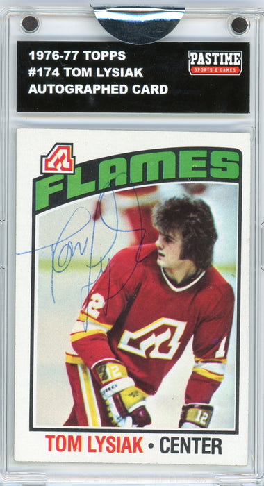 Tom Lysiak #174 1976/77 Topps Hockey Autographed Card Encased in Magpro