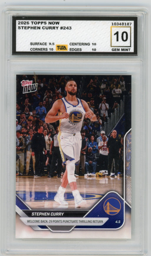 Stephen Curry #243 2026 Topps Now NBA Graded TGA 10 Gem Mint