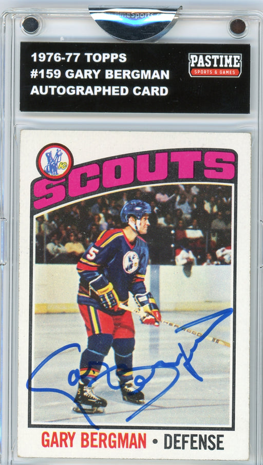 Gary Bergman #159 1976/77 Topps Hockey Autographed Card Encased in Magpro