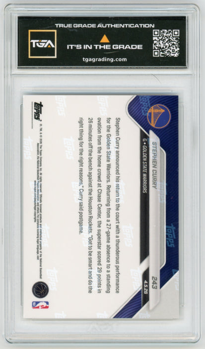 Stephen Curry #243 2026 Topps Now NBA Graded TGA 10 Flawless Black Label