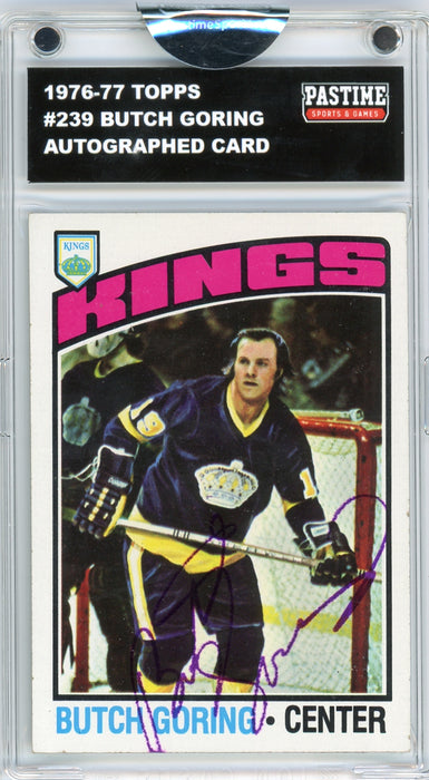 Butch Goring #239 1976/77 Topps Hockey Autographed Card Encased in Magpro