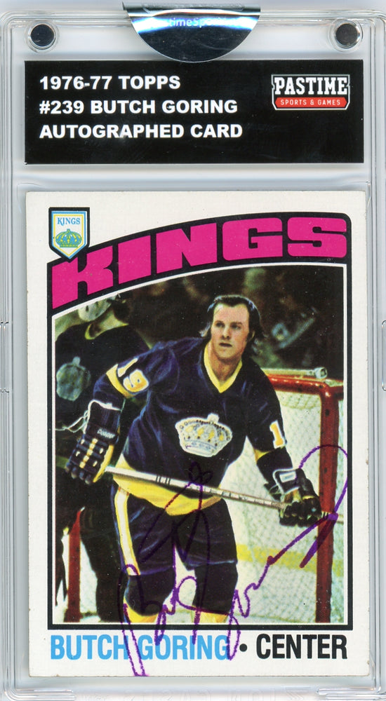 Butch Goring #239 1976/77 Topps Hockey Autographed Card Encased in Magpro