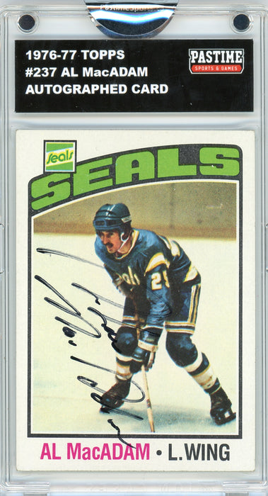 Al MacAdam #237 1976/77 Topps Hockey Autographed Card Encased in Magpro