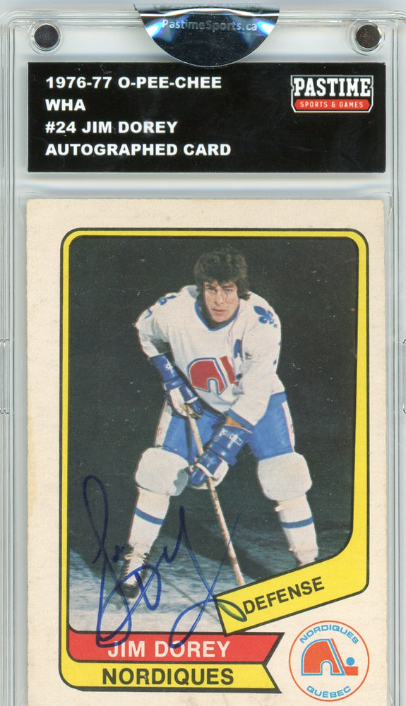 Jim Dorey #24 1976/77 O-Pee-Chee WHA Hockey Autographed Card Encased in Magpro