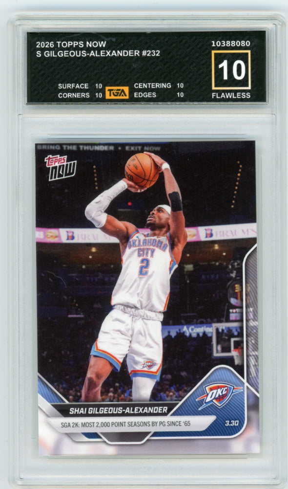 Shai Gilgeous-Alexander #232 2026 Topps Now NBA Graded TGA 10 Flawless Black Label