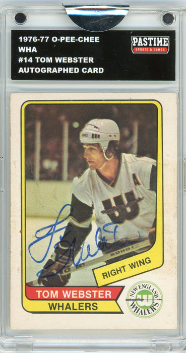 Tom Webster #14 1976/77 O-Pee-Chee WHA Hockey Autographed Card Encased in Magpro