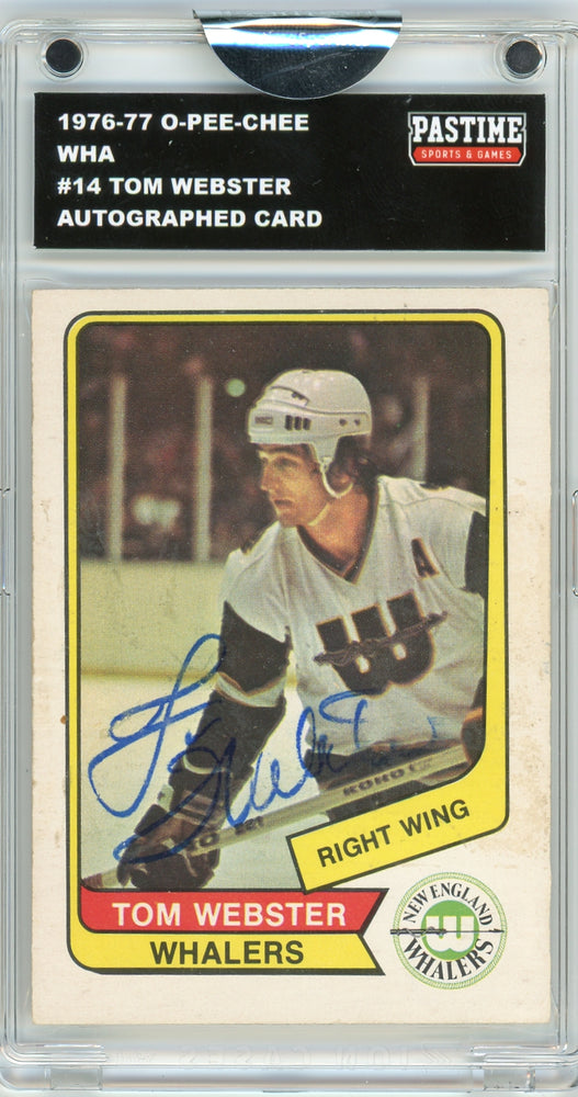Tom Webster #14 1976/77 O-Pee-Chee WHA Hockey Autographed Card Encased in Magpro