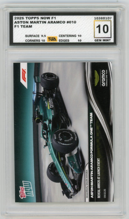 Aston Martin Aramco #010 2026 Topps Now F1 Graded TGA 10 Gem Mint