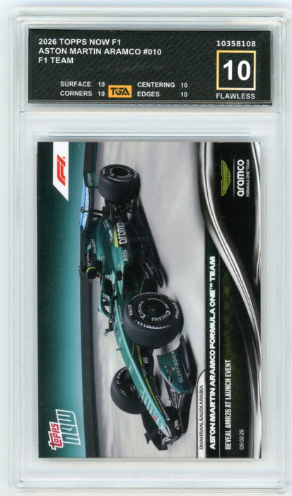 Aston Martin Aramco #010 2026 Topps Now F1 Graded TGA 10 Flawless Black Label