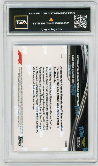 Aston Martin Aramco #010 2026 Topps Now F1 Graded TGA 10 Flawless Black Label