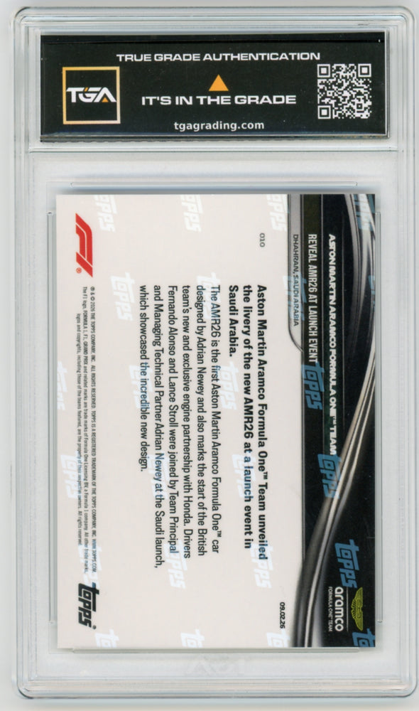 Aston Martin Aramco #010 2026 Topps Now F1 Graded TGA 10 Flawless Black Label