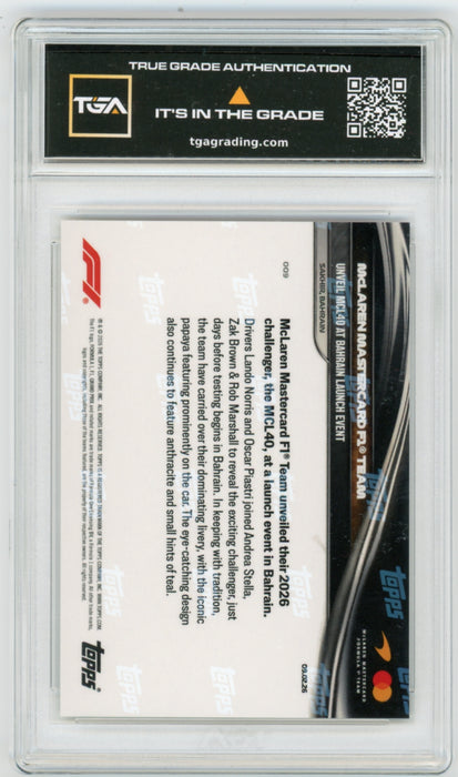 McLaren Mastercard #009 2026 Topps Now F1 Graded TGA 10 Flawless Black Label