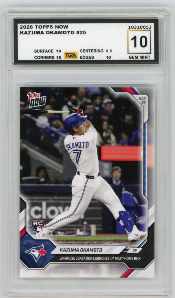 Kazuma Okamoto #25 2026 Topps Now MLB Graded Card TGA 10 Gem Mint