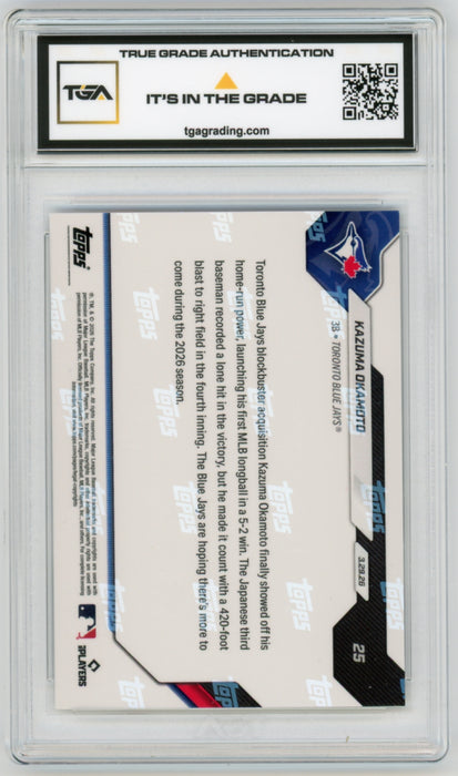 Kazuma Okamoto #25 2026 Topps Now MLB Graded Card TGA 10 Gem Mint