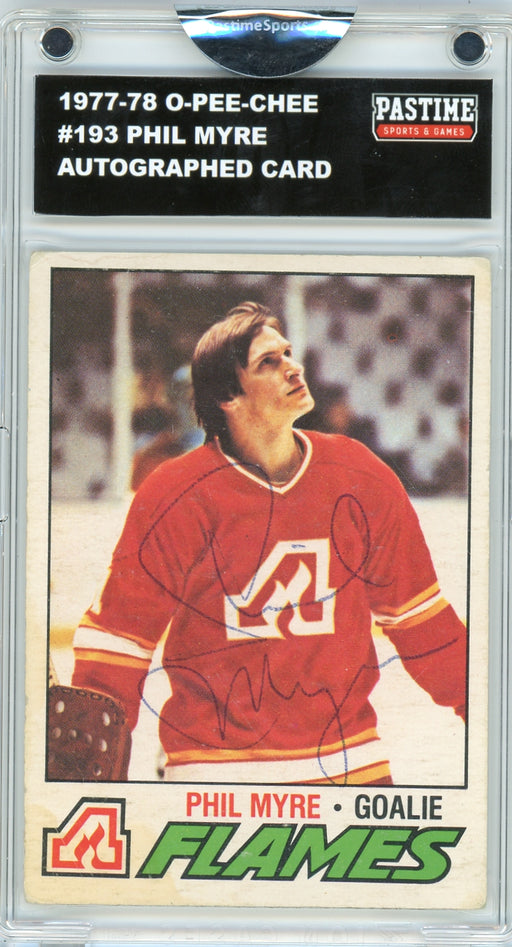 Phil Myre #193 1977/78 O-Pee-Chee Hockey Autographed Card Encased in Magpro - Pastime Sports & Games