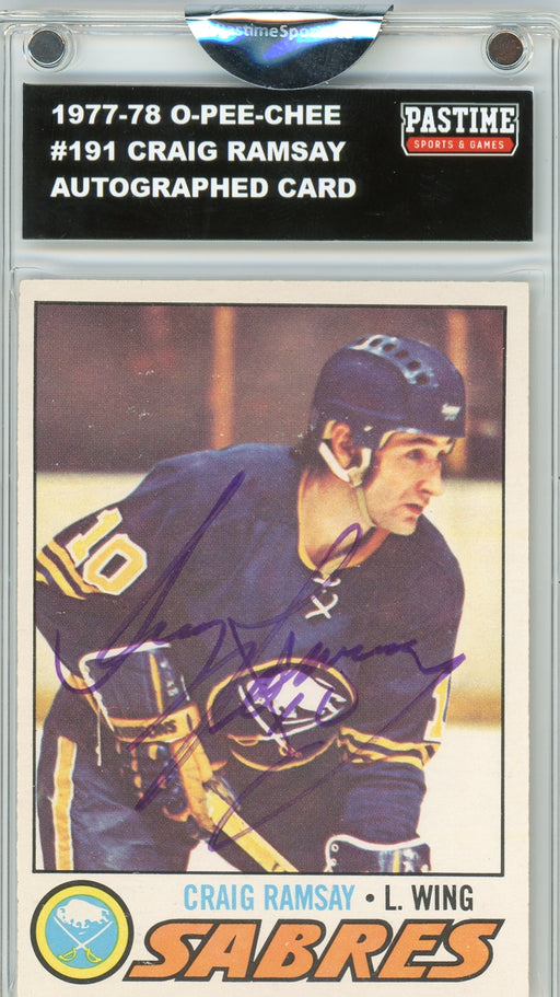 Craig Ramsay #191 1977/78 O-Pee-Chee Hockey Autographed Card Encased in Magpro - Pastime Sports & Games