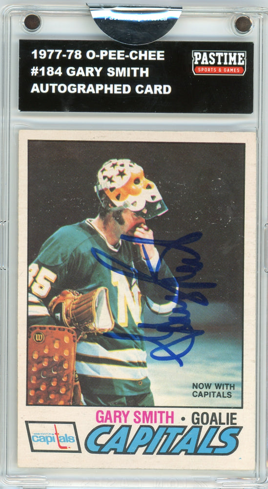 Gary Smith #184 1977/78 O-Pee-Chee Hockey Autographed Card Encased in Magpro