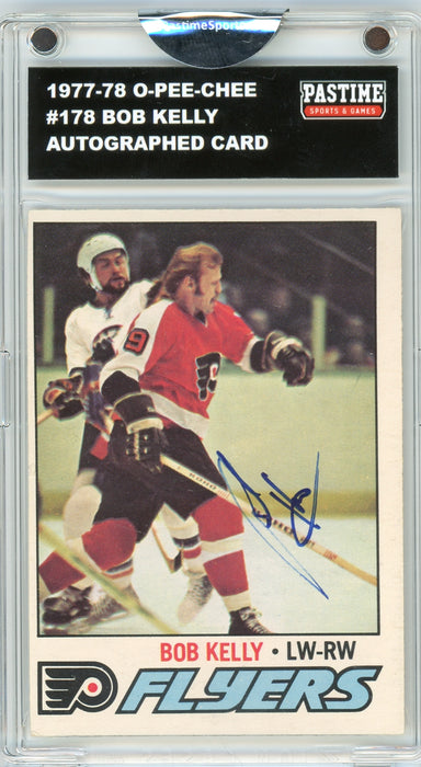 Bob Kelly #178 1977/78 O-Pee-Chee Hockey Autographed Card Encased in Magpro