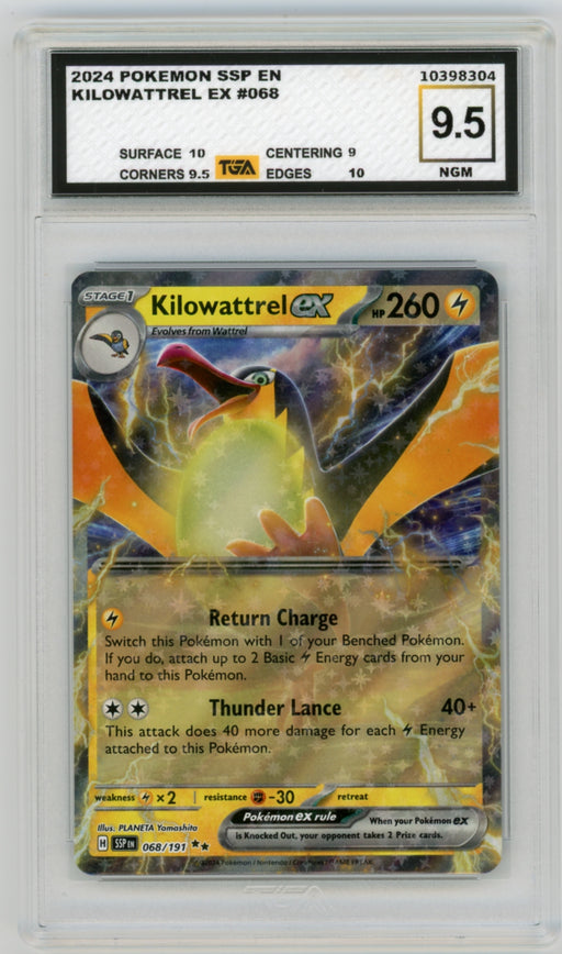 Kilowattrel EX #068 Surging Sparks Graded TGA 9.5 Near Gem Mint