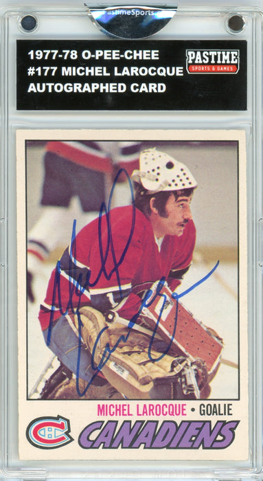 Michel Larocque #177 1977/78 O-Pee-Chee Hockey Autographed Card Encased in Magpro