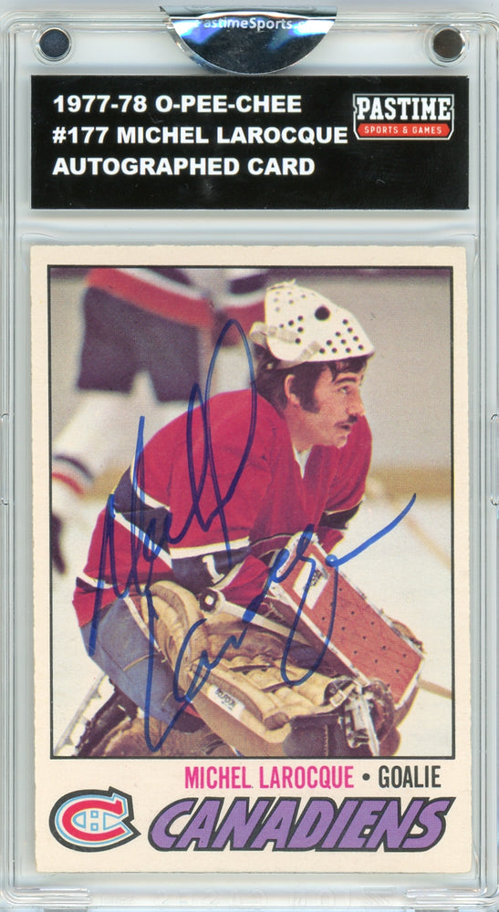 Michel Larocque #177 1977/78 O-Pee-Chee Hockey Autographed Card Encased in Magpro