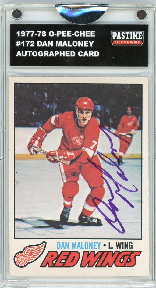 Dan Maloney #172 1977/78 O-Pee-Chee Hockey Autographed Card Encased in Magpro