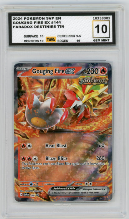 Gouging Fire EX #144 Paradox Destinies Tin Graded TGA 10 Gem Mint
