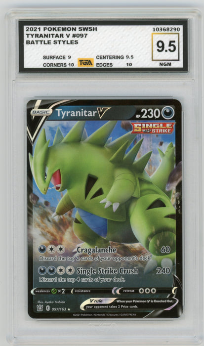 Tyranitar V #097 Battle Styles Graded TGA 9.5 Near Gem Mint