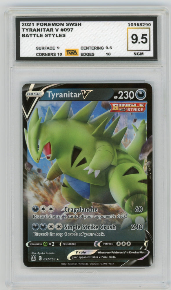 Tyranitar V #097 Battle Styles Graded TGA 9.5 Near Gem Mint