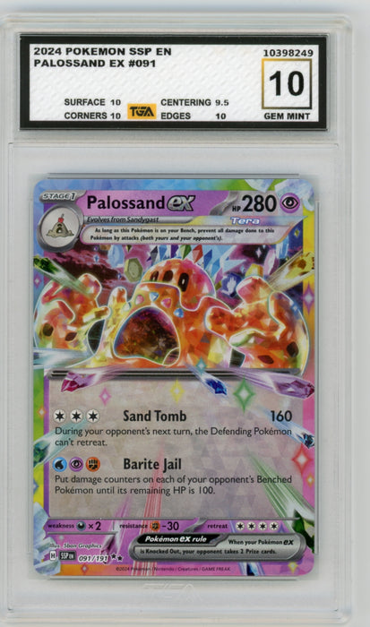 Palossand EX #91 Surging Sparks Graded TGA 10 Gem Mint