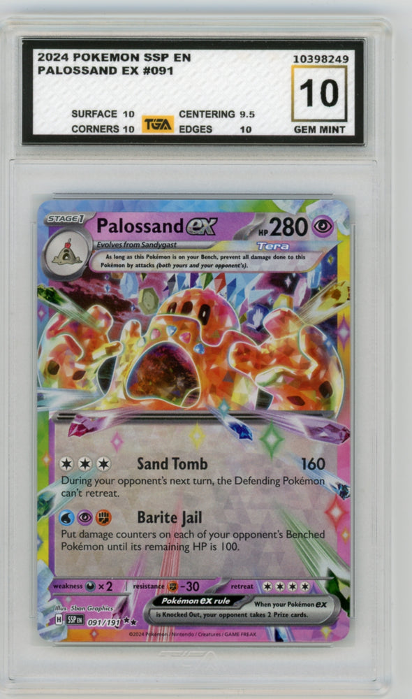 Palossand EX #91 Surging Sparks Graded TGA 10 Gem Mint