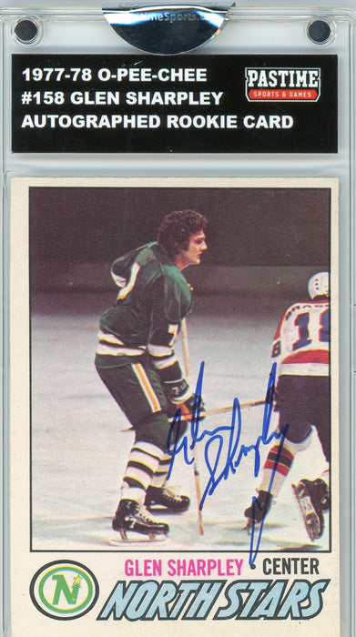 Glen Sharpley #158 1977/78 O-Pee-Chee Hockey Autographed Card Encased in Magpro - Pastime Sports & Games