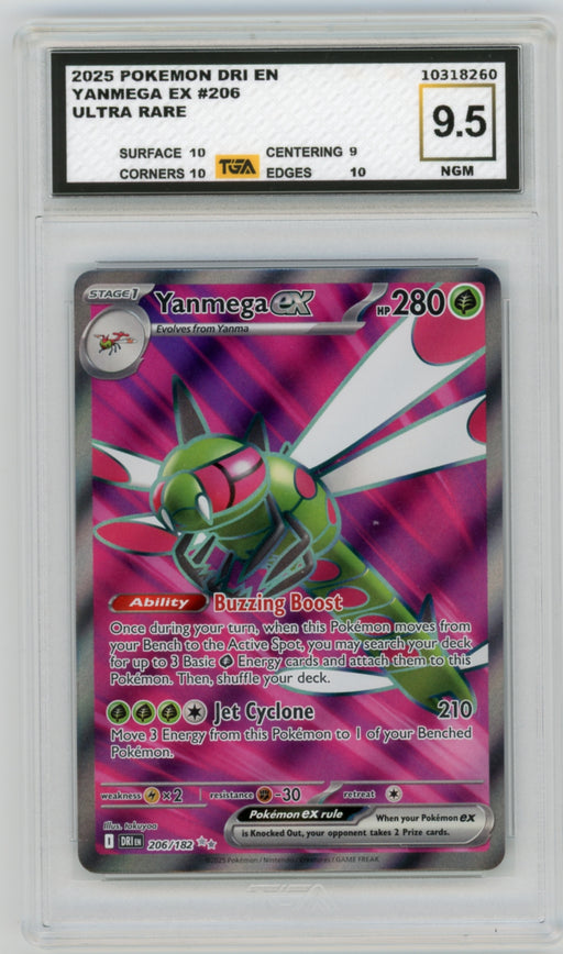 Yanmega EX #206 Destined Rivals Graded TGA 9.5 Near Gem Mint