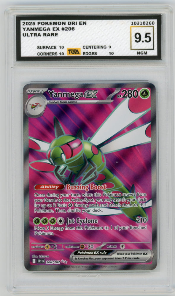 Yanmega EX #206 Destined Rivals Graded TGA 9.5 Near Gem Mint