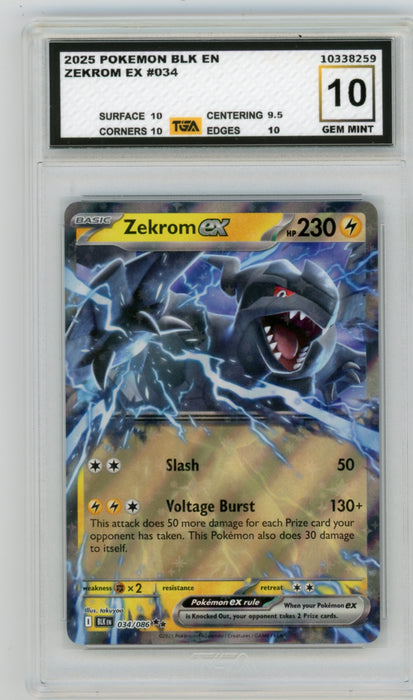 Zekrom EX #34 Black Bolt Graded TGA 10 Gem Mint